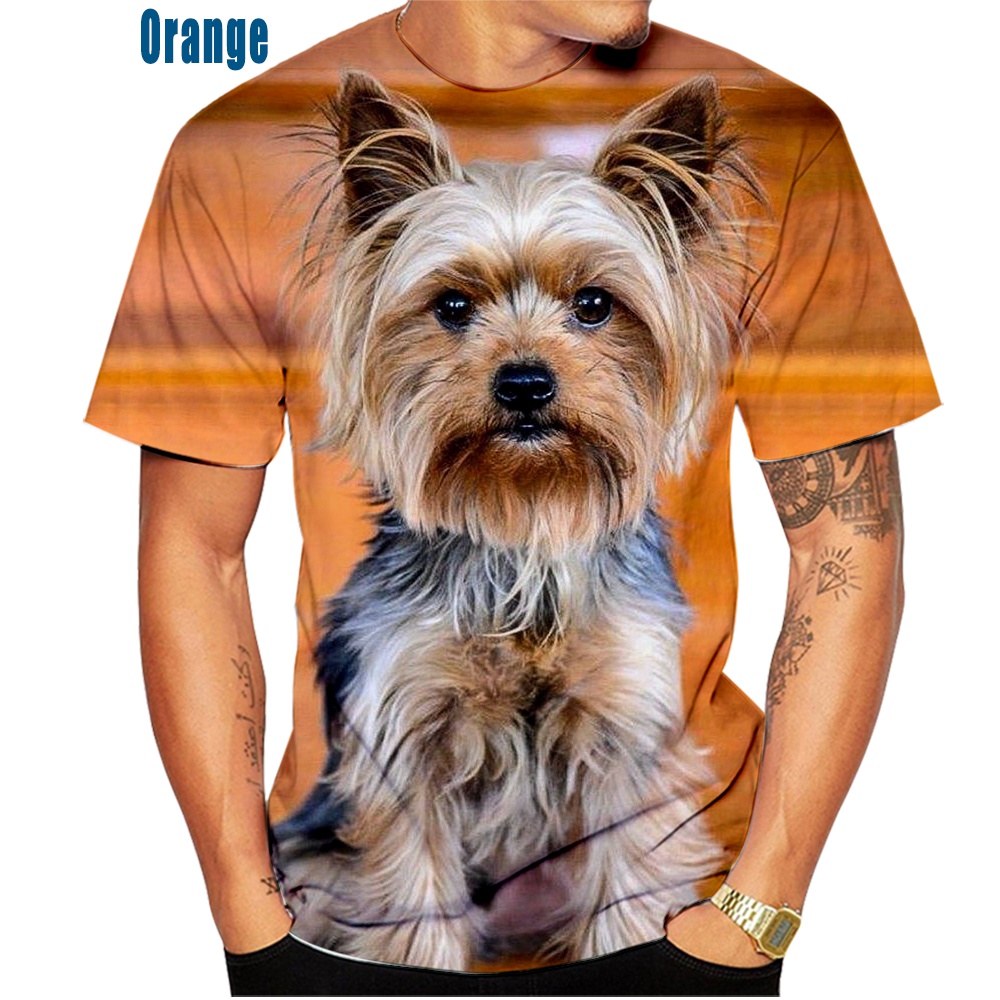 3D Printing Yorkshire - สัตว์เลี้ยงน่ารักสุนัข Yorkshire Terrier 3D การพิมพ์ผู้ชายและผู้หญิงฤดูร้อนแฟชั่น Casual