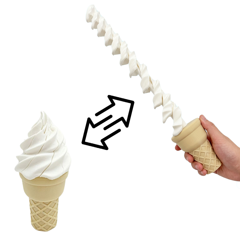 3D Printing Toys - ของเล่นฮาโลวีน 3 มิติ รูปไอศกรีม แบบยืดหดได้ โค้งงอได้