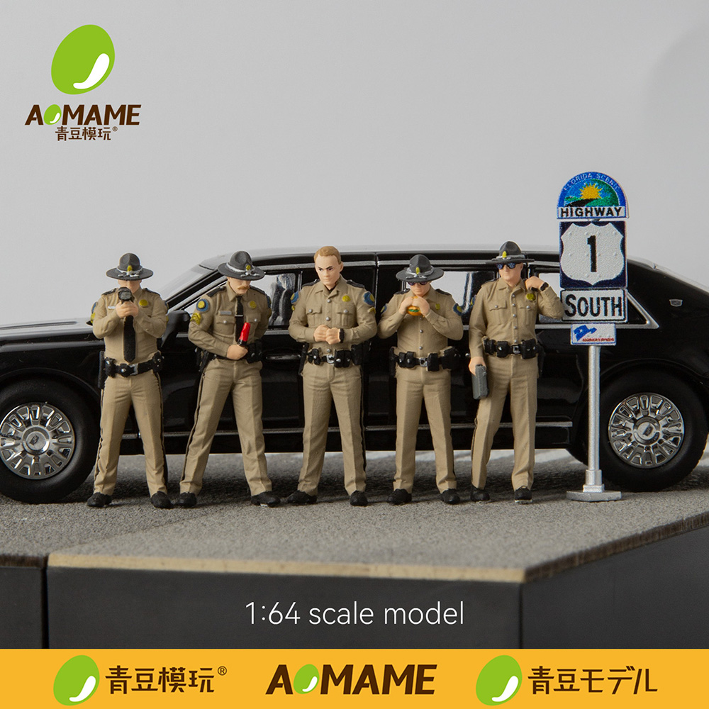 3D Printing Diecast Cars - ชุดฟิกเกอร์เรซินตำรวจทางหลวงฟลอริดา Kicarmod ขนาด 1/64, ชุดโมเดลจำลองฉากถนนอเมริกันที่พิมพ์ด้วยเทคโนโลยี 3D