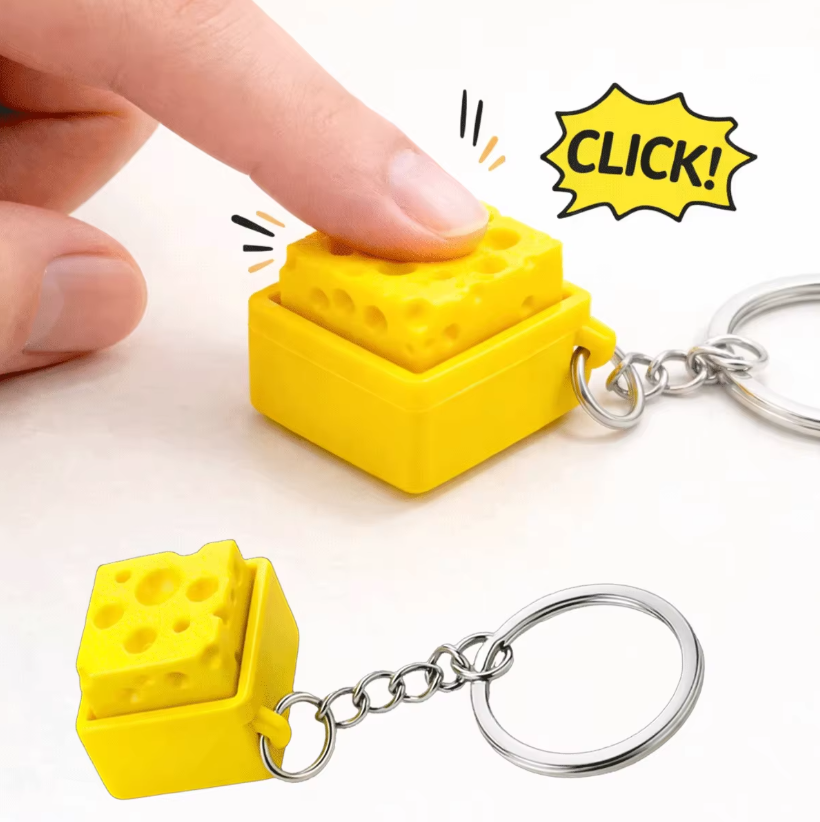 3D Printing Toys - พวงกุญแจรูปคีย์บอร์ดชีสขนาดเล็ก 3 มิติ ของเล่นคลายเครียด ของขวัญ พวงกุญแจ