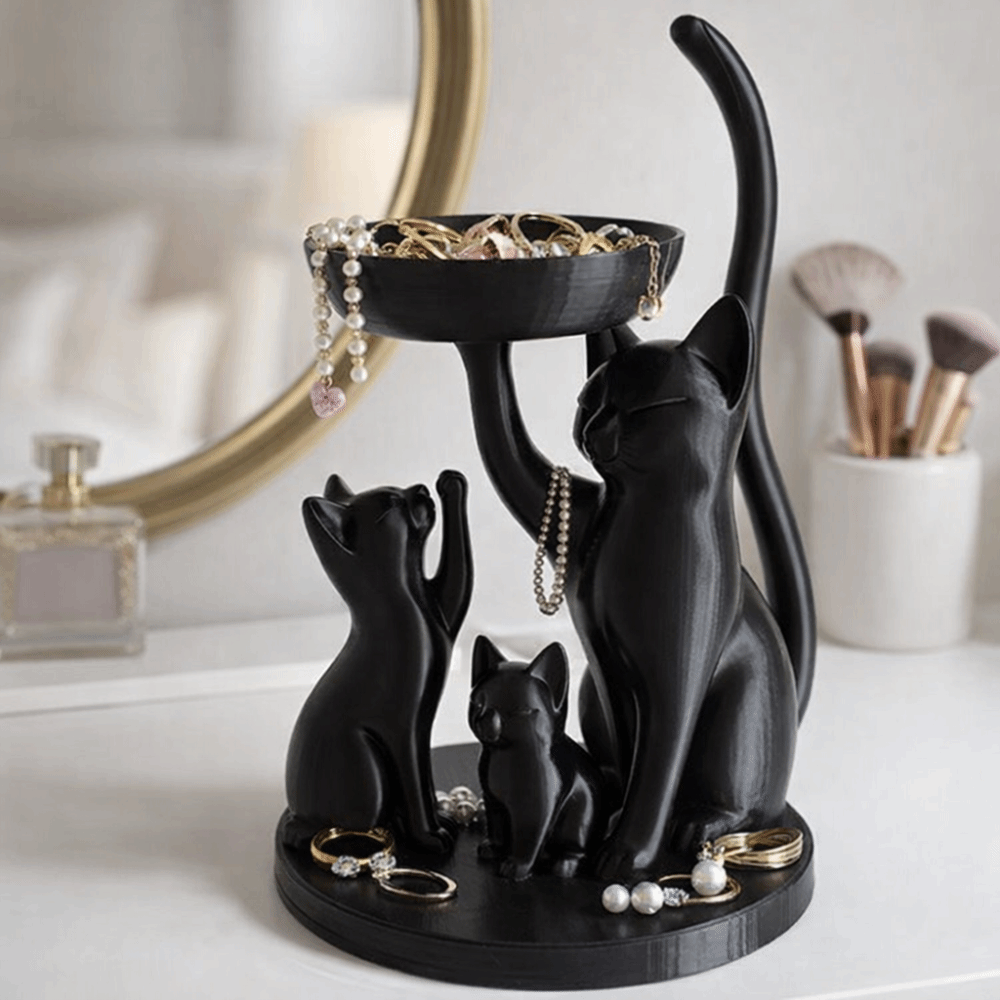 3D Printing Ring Holder - ถาดใส่เครื่องประดับรูปแมวการ์ตูน พิมพ์ 3 มิติ ที่วางแหวนตกแต่งโต๊ะทำงาน รูปทรงครอบครัวแมว