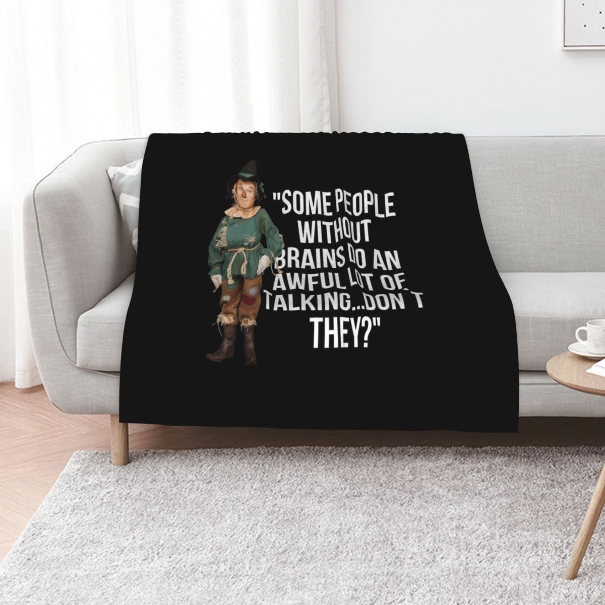 3D Printing Quote - ผ้าห่มลายคำพูดจากวิซาร์ดออฟออซ ลายหุ่นไล่กา ขนยาว นุ่มสบาย หนักพอเหมาะสำหรับการนอนหลับ ผ้าปูที่นอนตกแต่ง