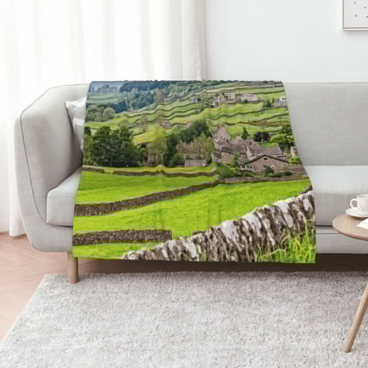 3D Printing Yorkshire - ผ้าห่ม Gunnerside Yorkshire ผ้าห่มน่ารักสำหรับตกแต่งโซฟา ผ้าฟลานเนลขนนุ่มสำหรับแคมป์ปิ้ง ผ้าห่มที่นุ่มที่สุด