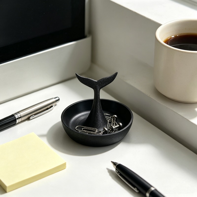 3D Printing Ring Holder - ถาดใส่เครื่องประดับรูปหางปลาวาฬพิมพ์ 3 มิติ ถาดเก็บของทรงกลมขนาดเล็ก ที่ใส่คลิปหนีบกระดาษ ที่ใส่แหวน