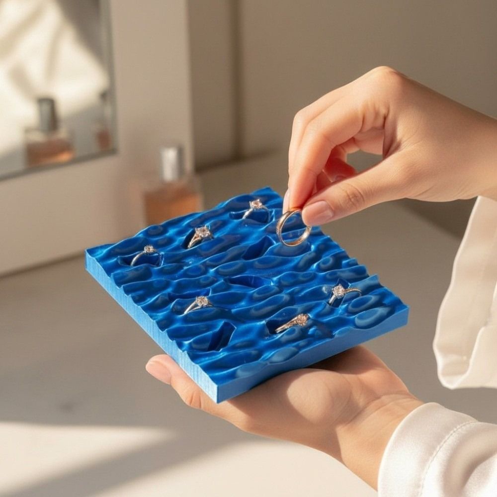 จานโชว์แหวนลายคลื่นทะเล ดีไซน์ - 3D Printing Ring Holder บทวิจารณ์และราคา