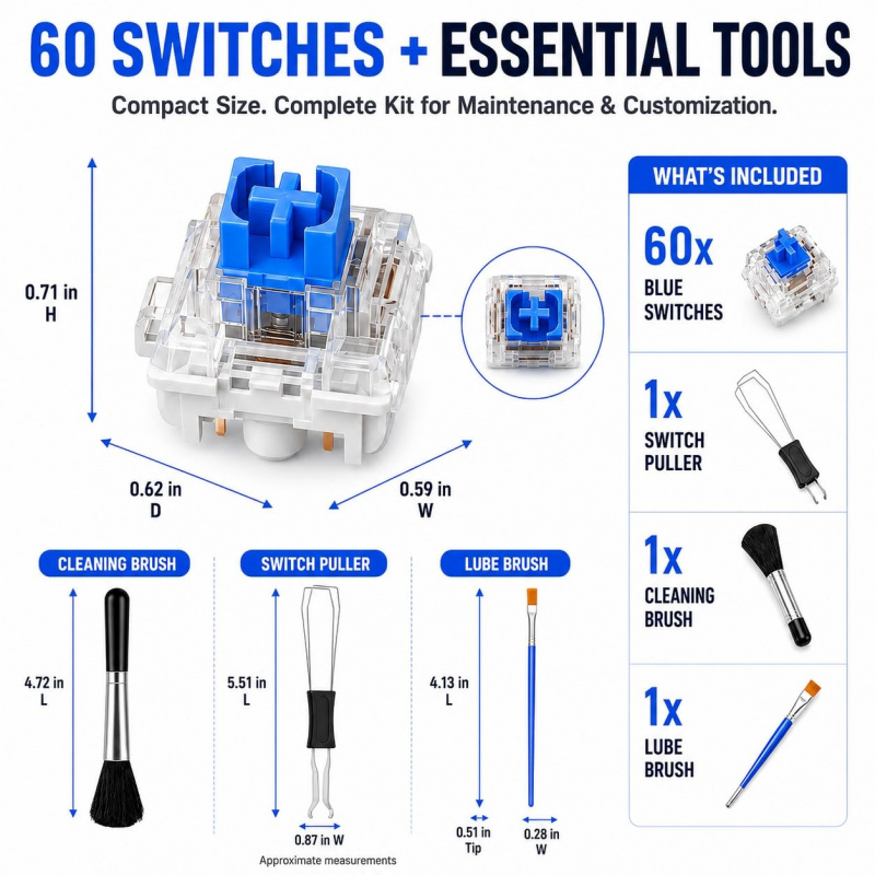 สวิตช์คีย์บอร์ดแบบกลไกสีน้ำเงิ - 3D Print Removal Tool บทวิจารณ์และราคา